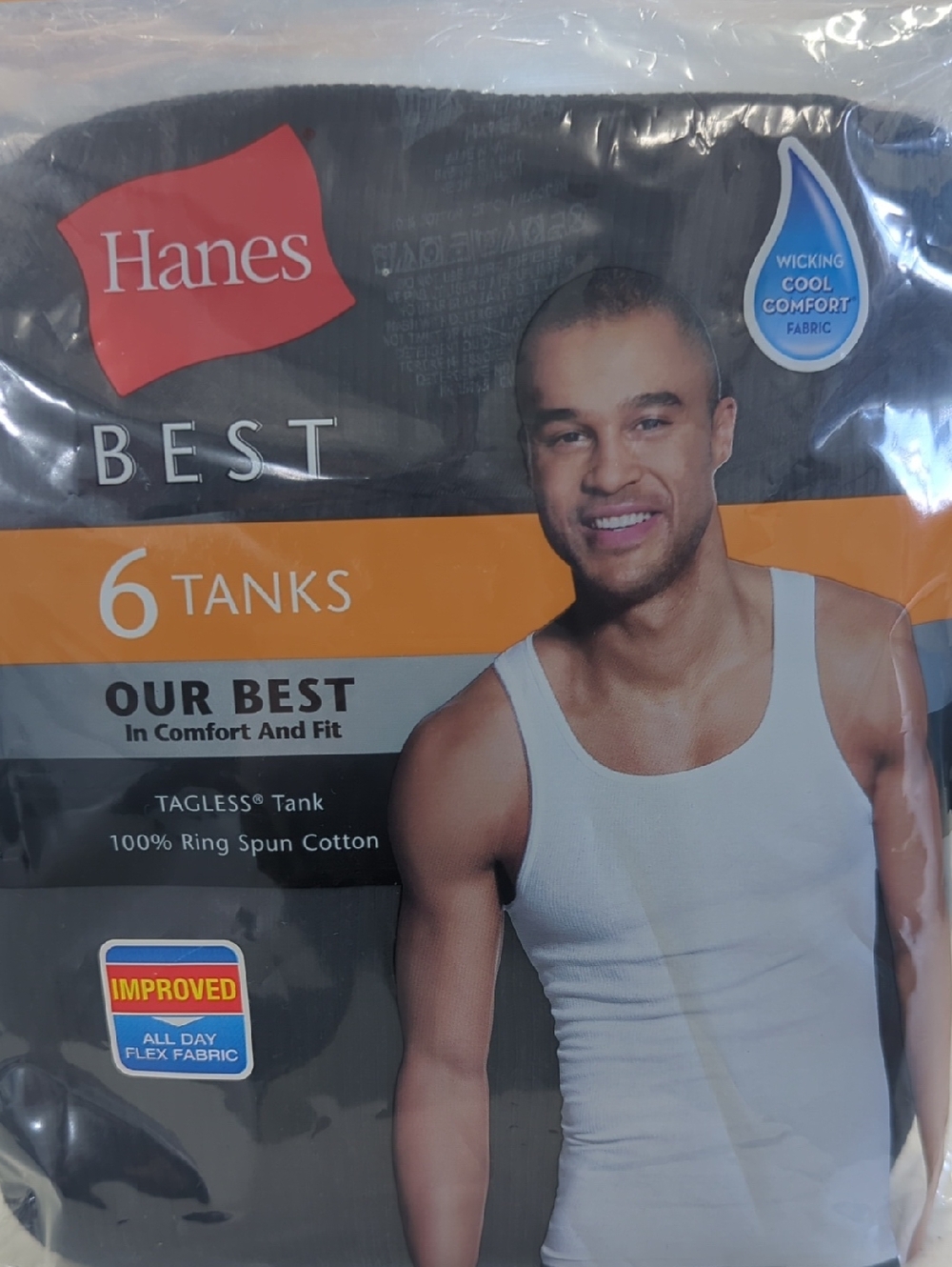 Hanes Best Men's 6-Pack Tagless Tank Tops - White and Black